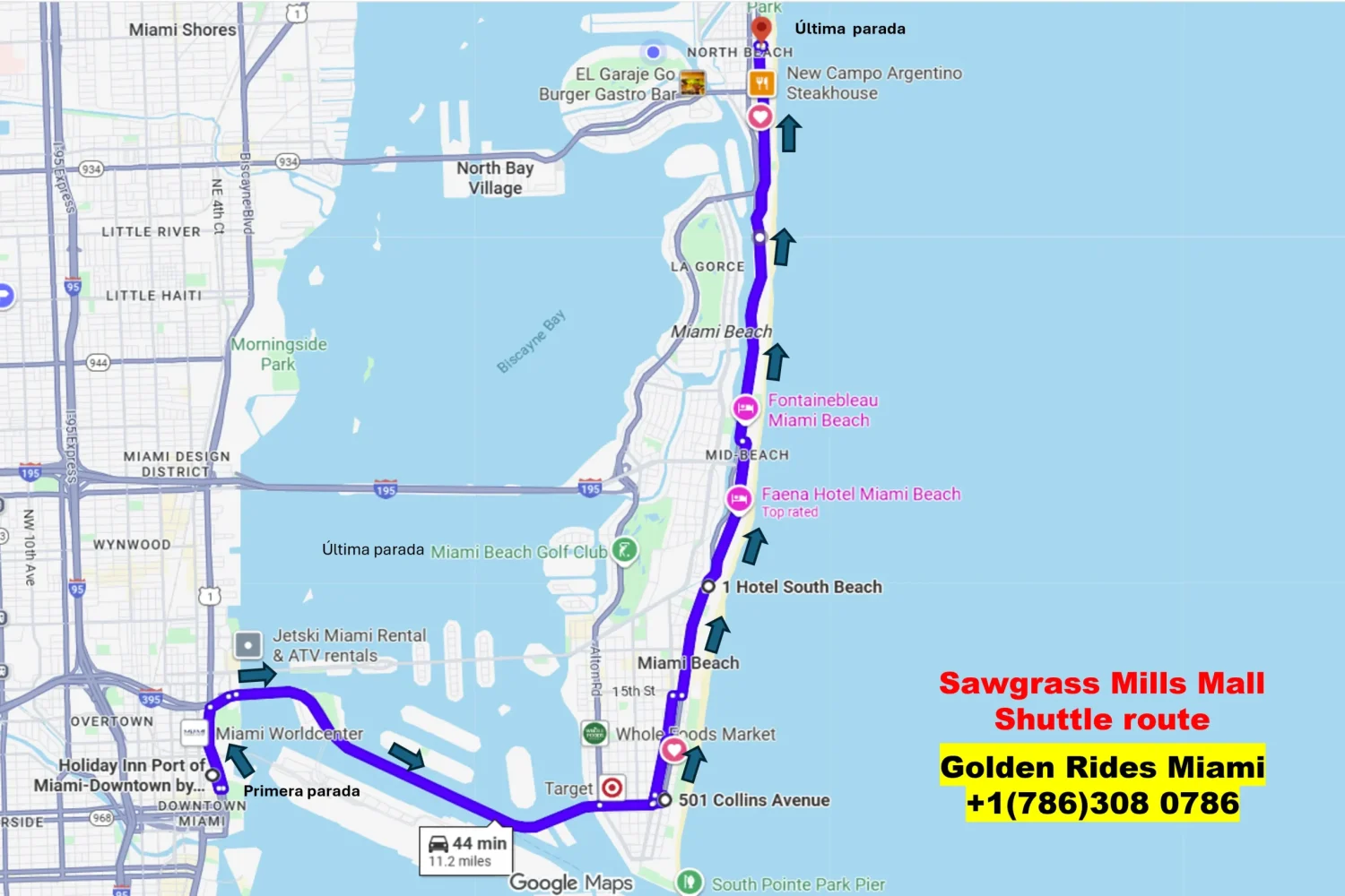 shuttle from miami beach to sawgrass mills